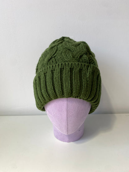 H408 Simple Textured Knit Beanie Army Green