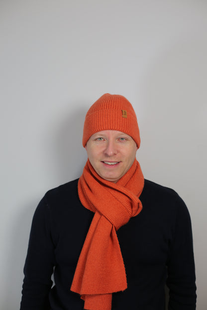 SET011 Plain Scarf & Hat Set / Orange