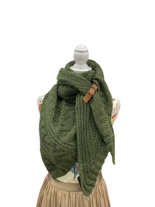 S406 Triangle Scarf with Buckle Detail Oliver Green