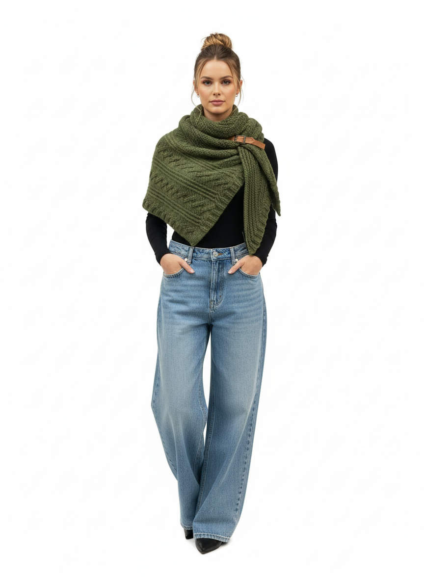 S406 Triangle Scarf with Buckle Detail