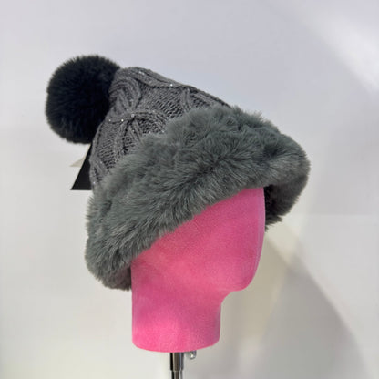 H411 Grey Pom Beanie