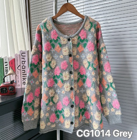 Cg1014 Grey Pink Flowers