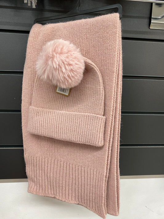 Plain Soft Beanie & Scarf Set Pink