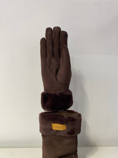 GW003 Woman Suede-like Material Gloves Chocolate