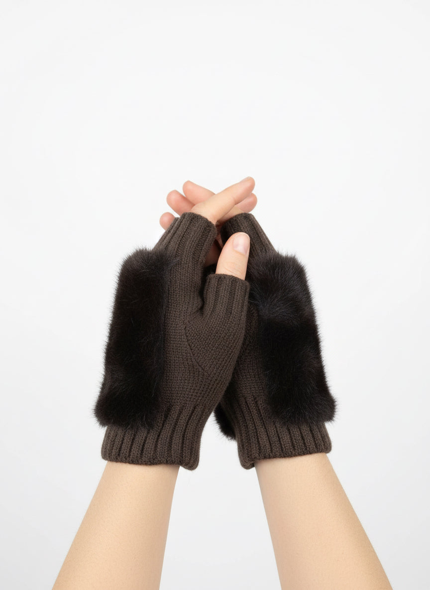 027 Fluffy Fingerless Gloves