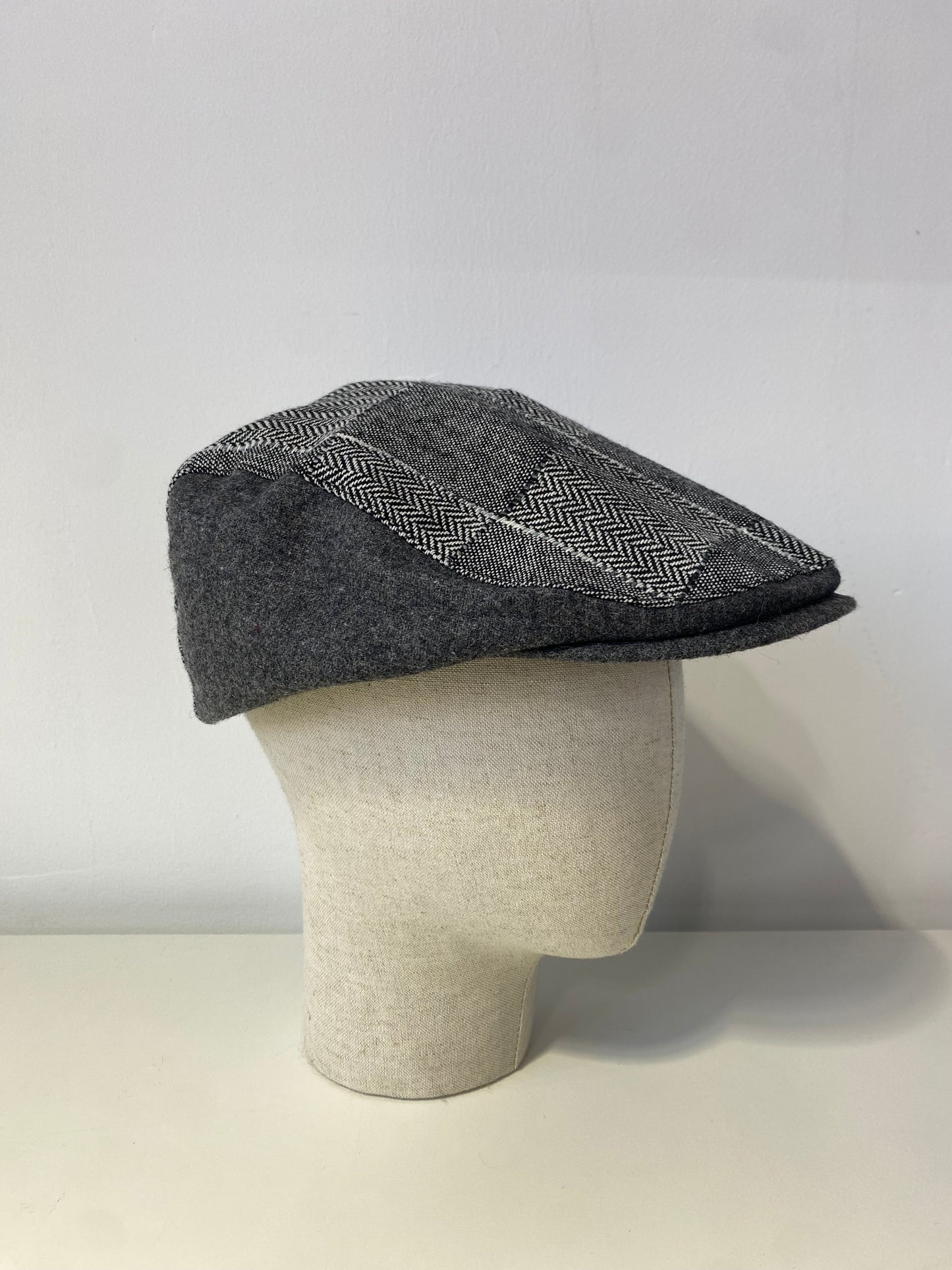 TS001 Flat Hat Grey Herringbone