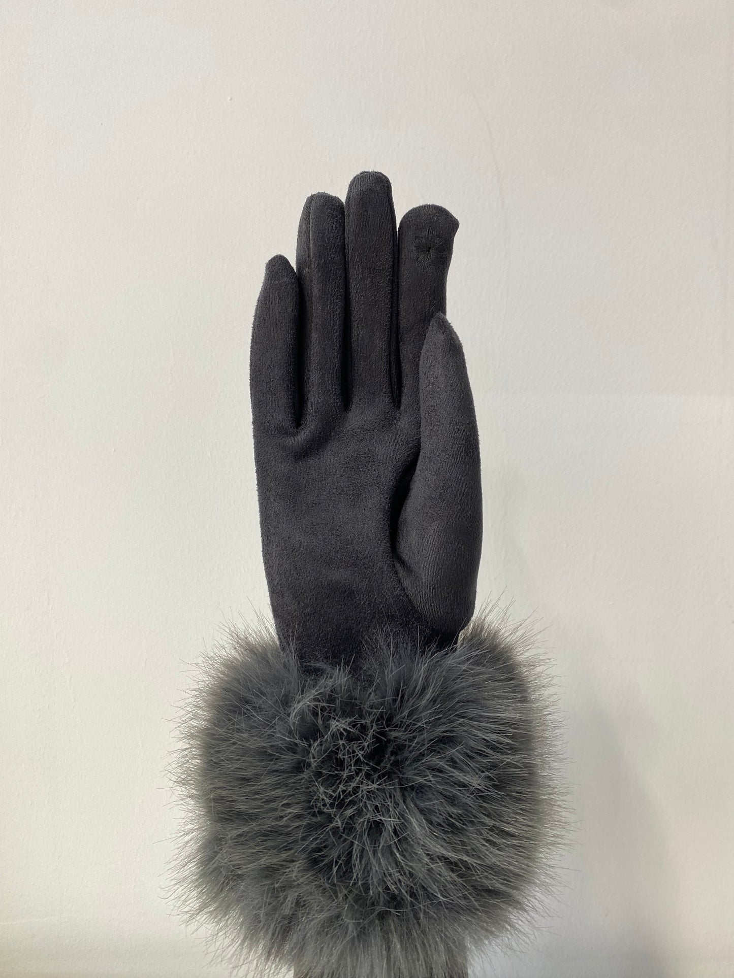 GW006 Woman Faux Fur Gloves Grey