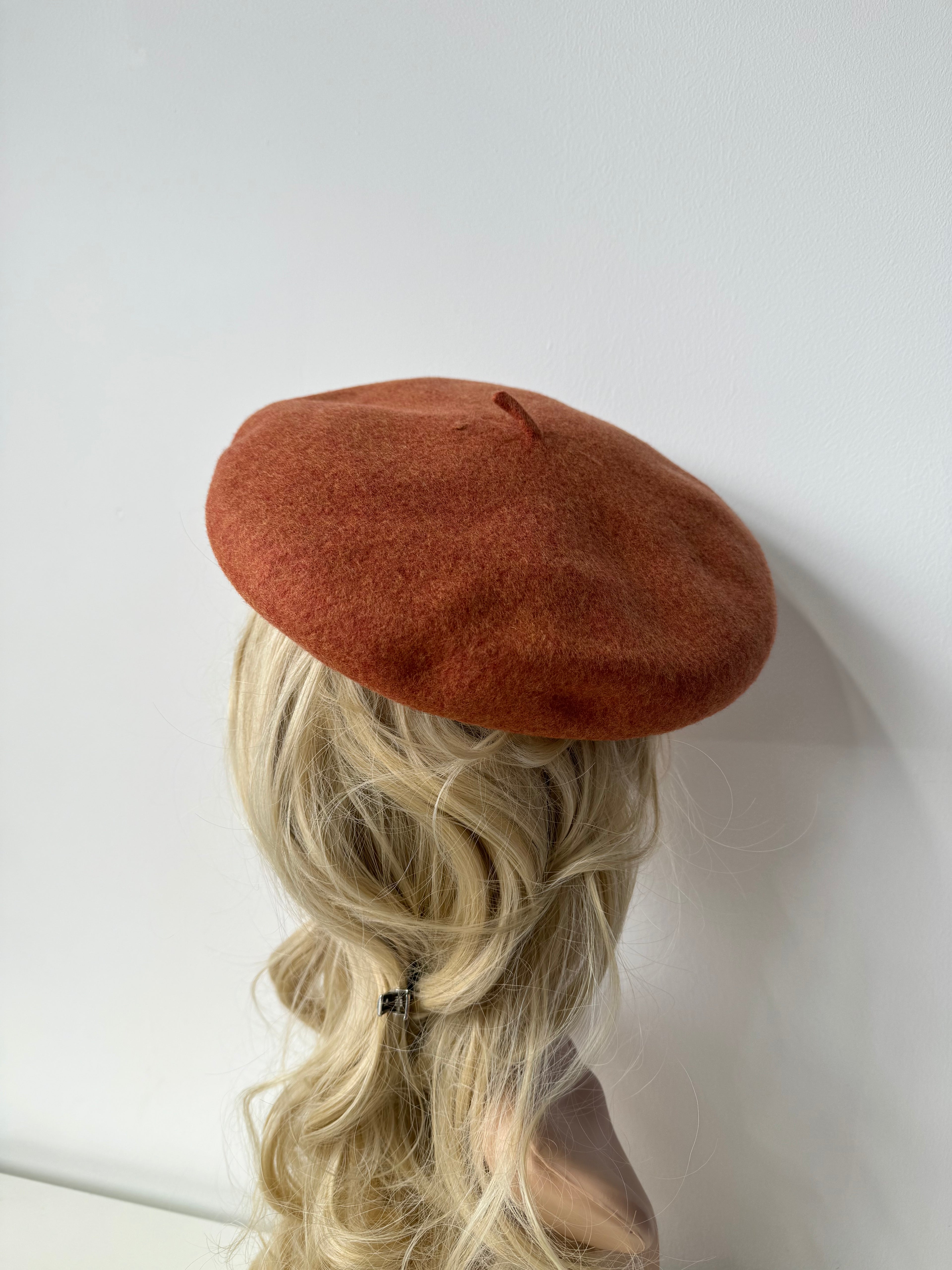 Beret 100% Wool Orange