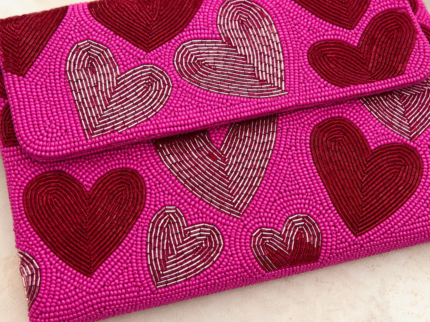 Canvas Beads Hand Made Clutch Bag