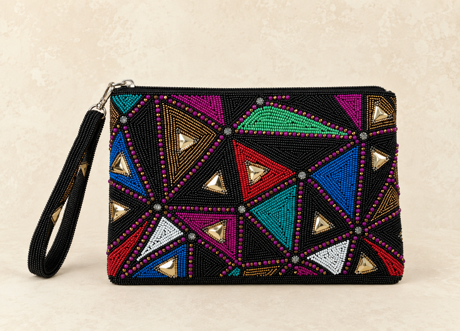 Canvas Beads Hand Made Clutch Bag