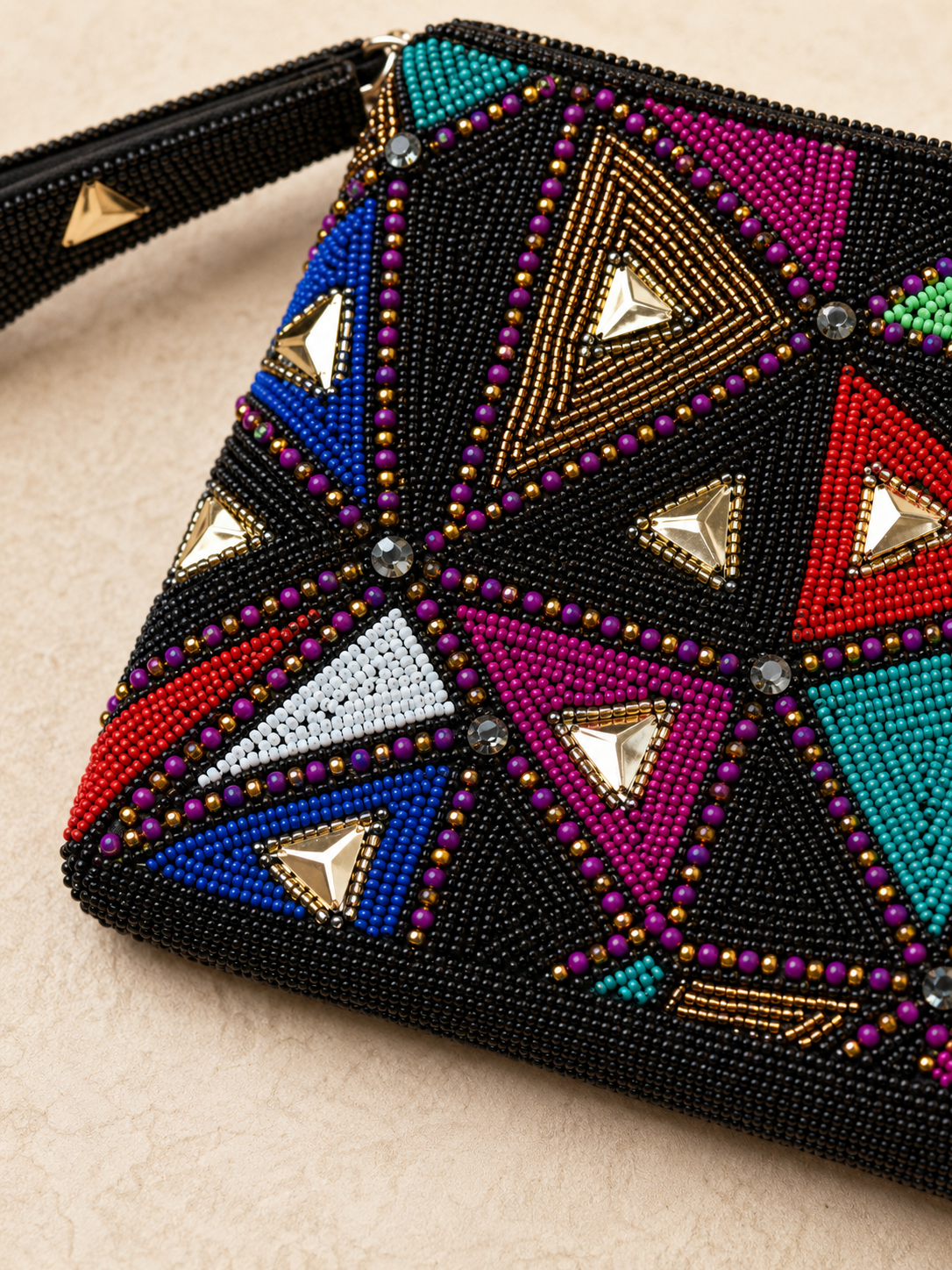Canvas Beads Hand Made Clutch Bag