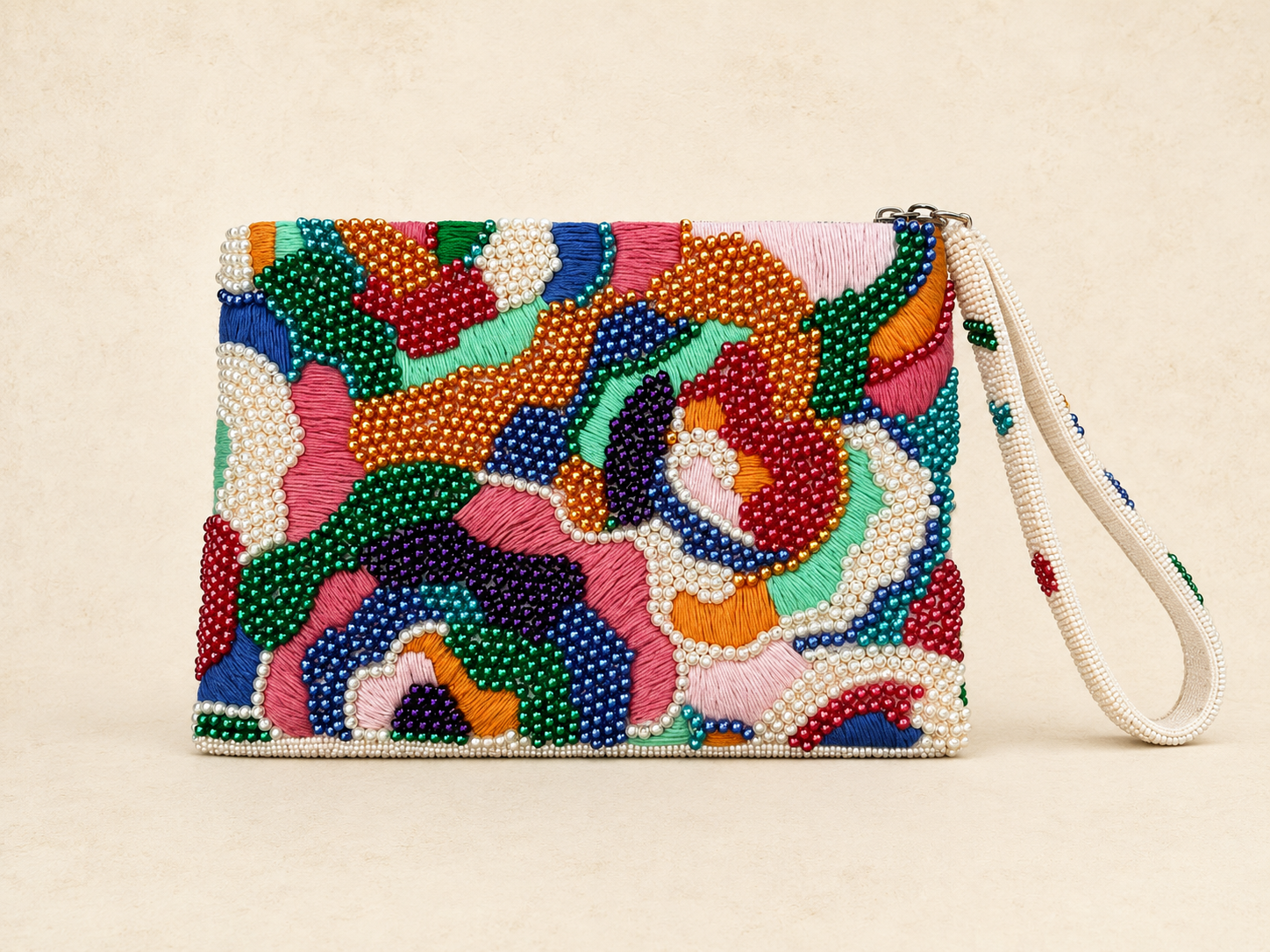 Canvas Beads Hand Made Clutch Bag