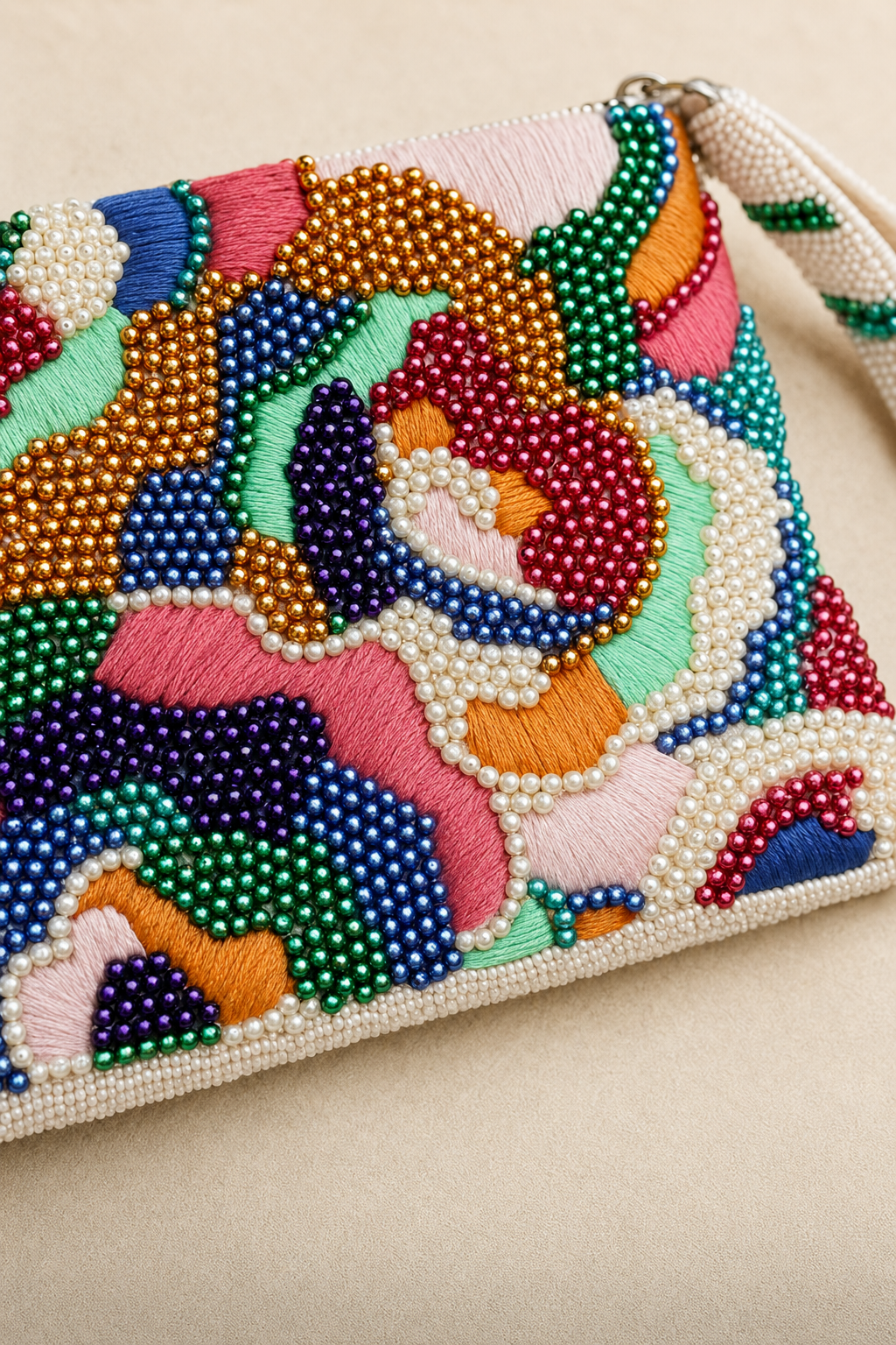Canvas Beads Hand Made Clutch Bag