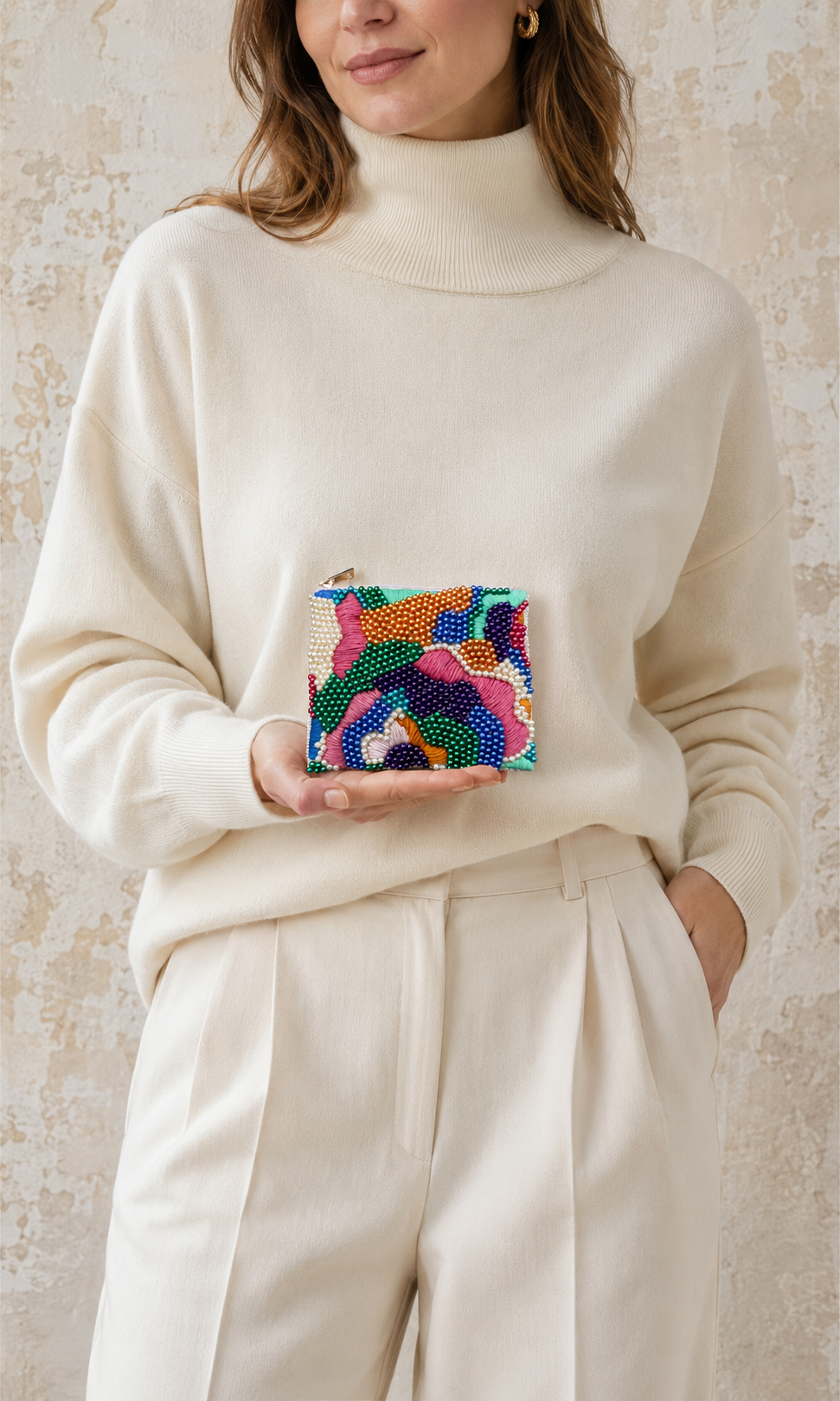 Canvas Beads Hand Made Coin Bag