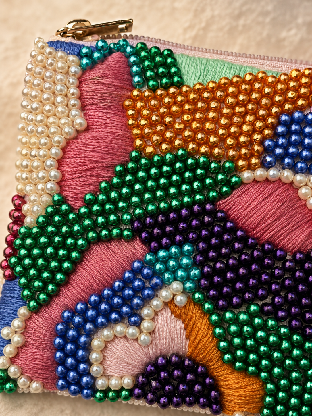 Canvas Beads Hand Made Coin Bag