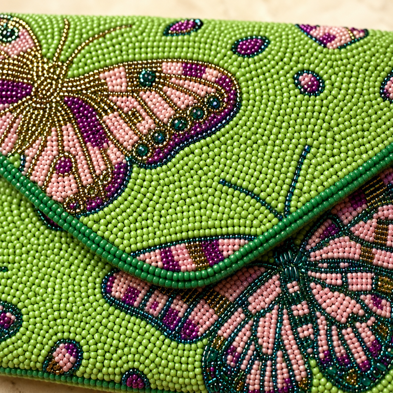 Canvas Beads Hand Made Clutch Bag