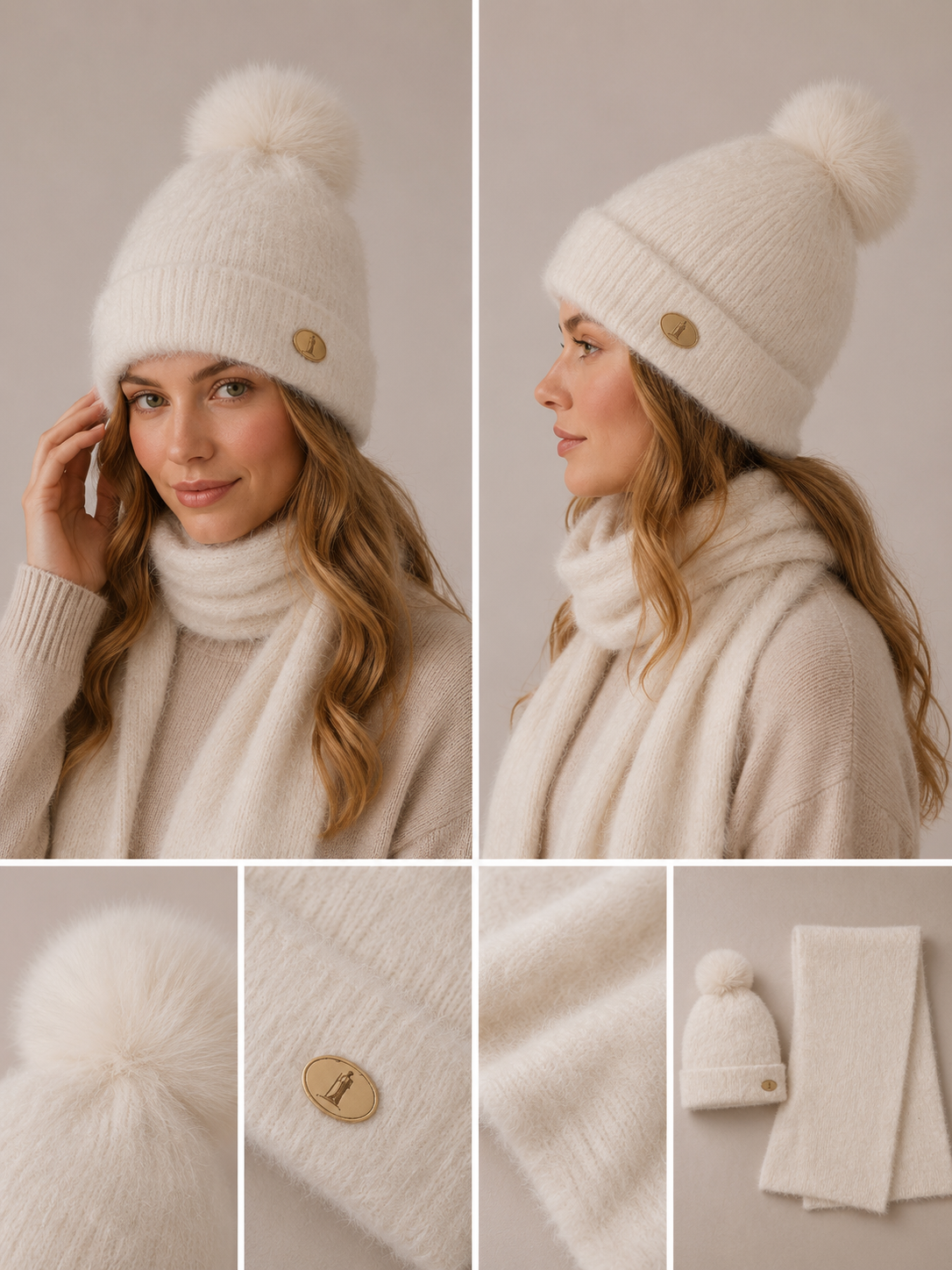 S009 Blend Soft Scarf Set 2 Pieces Set Cream