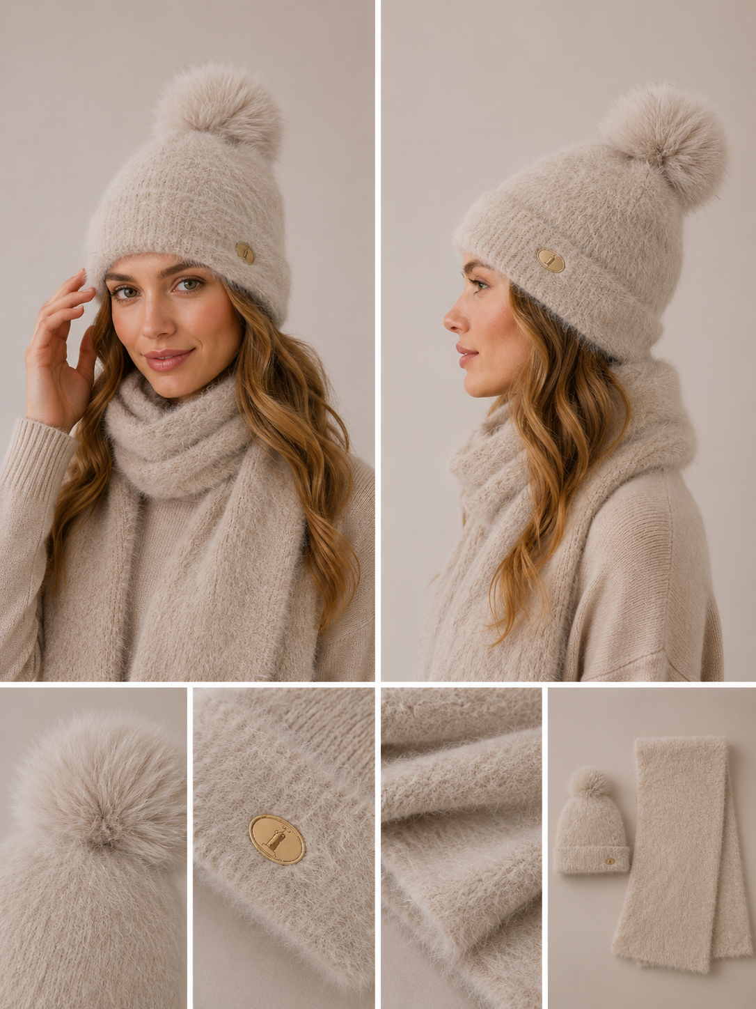 S009 Blend Soft Scarf Set 2 Pieces Set Cream Beige