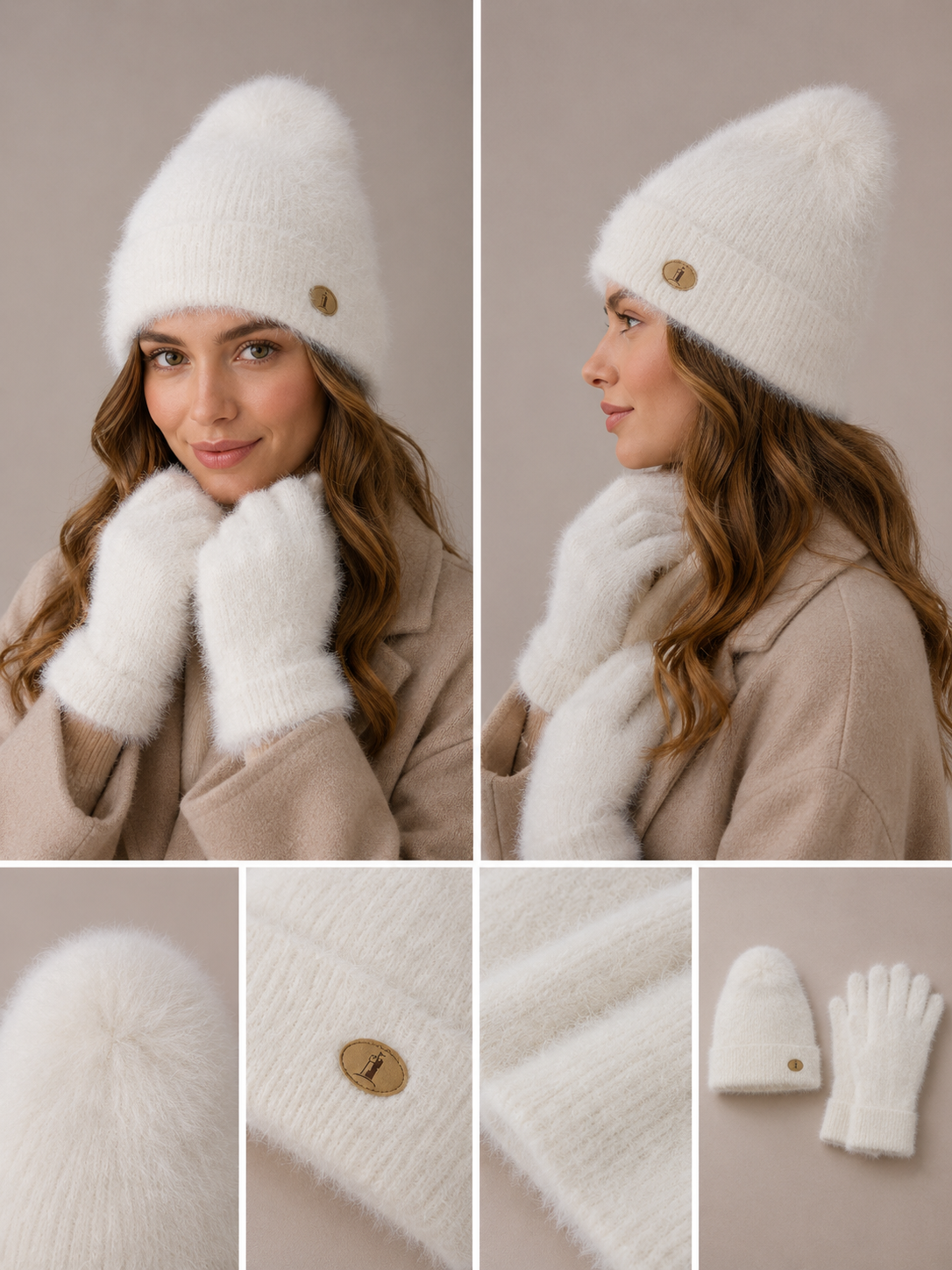 SET001 Blend Soft Scarf Set 2 Pieces Set White
