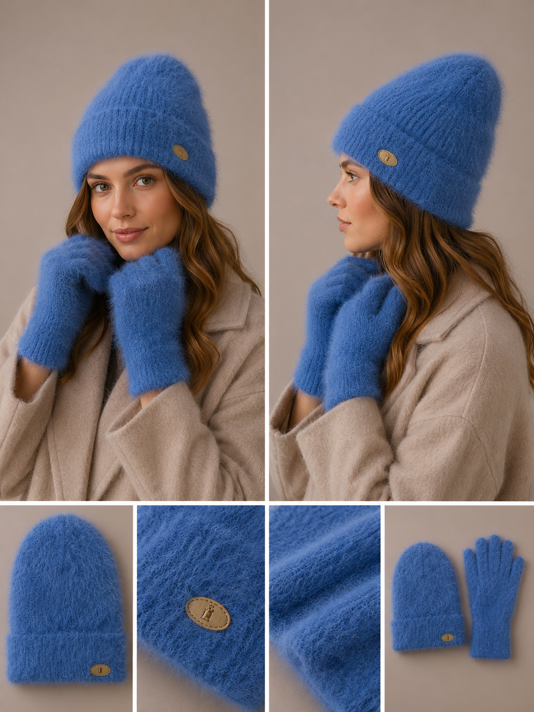 SET001 Blend Soft Scarf Set 2 Pieces Set Blue