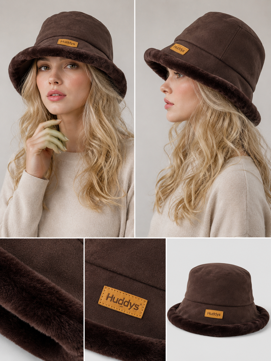 H502 Winter Bucket Hat with Fleece Brown