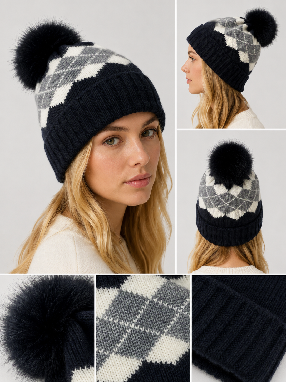 H401 Fleece-Lined Pom Beanie Black