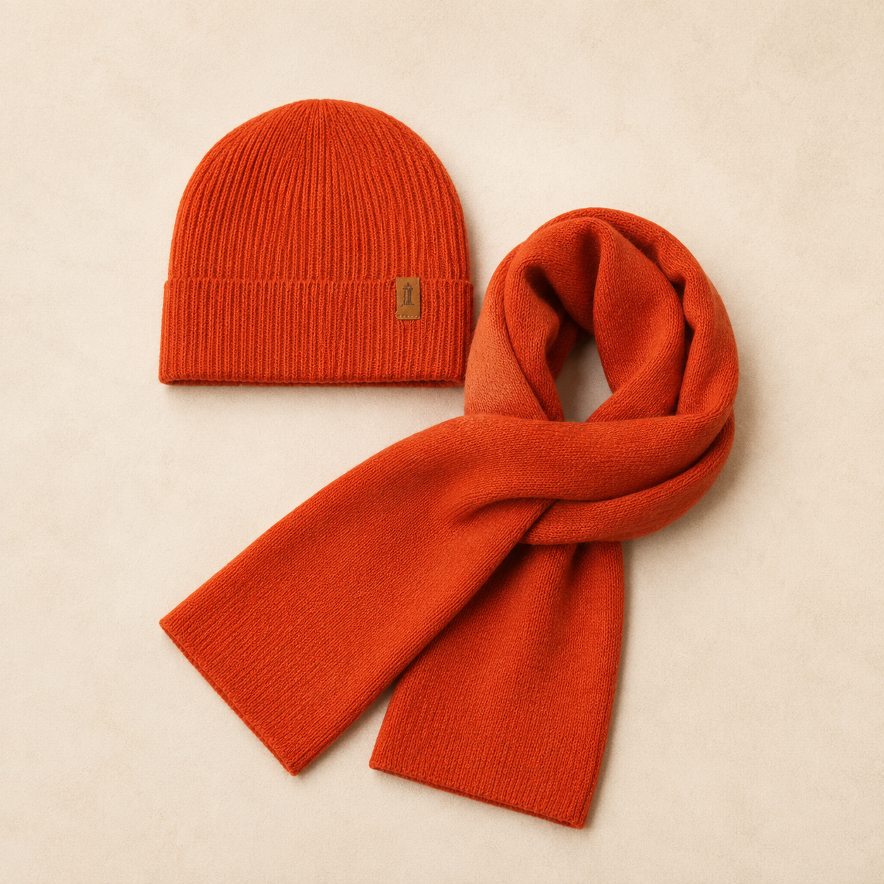 SET011 Plain Scarf & Hat Set Orange