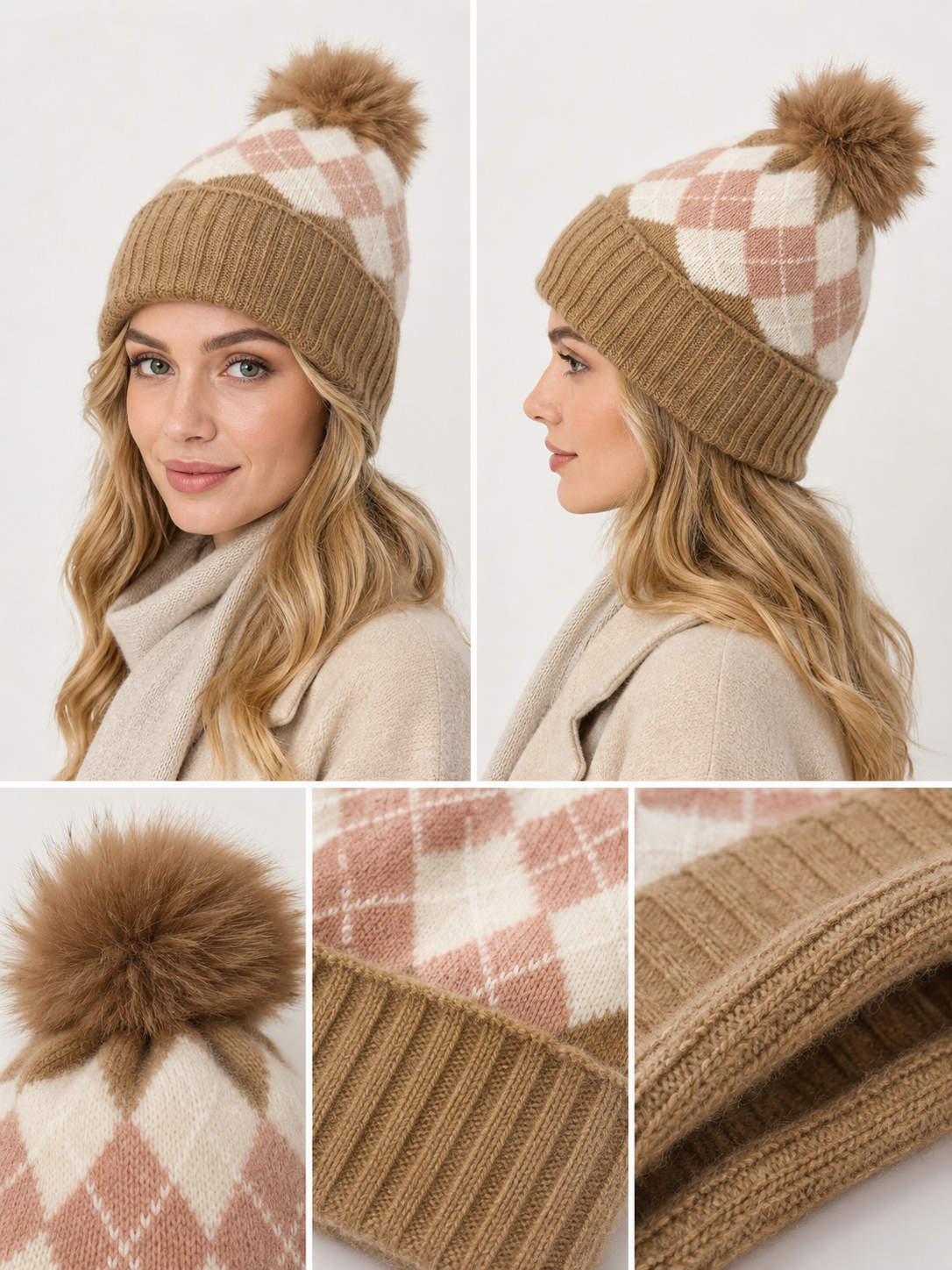 H401 Fleece-Lined Pom Beanie Khaki