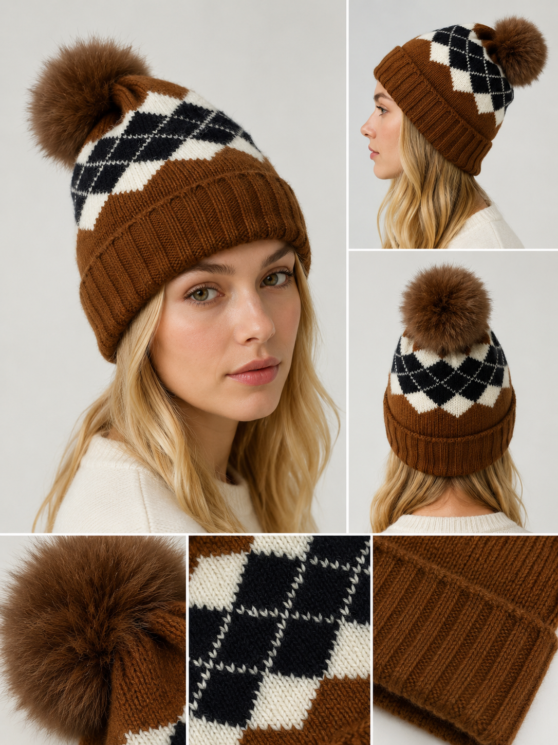 H401 Fleece-Lined Pom Beanie Chocolate