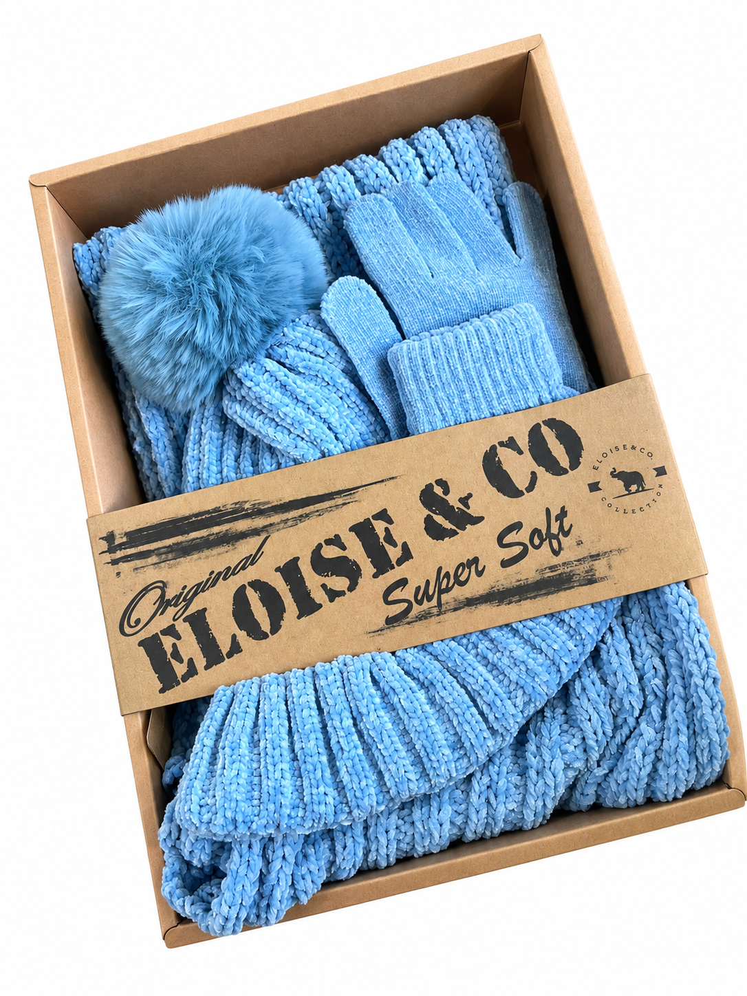 Chenille 3 Pieces Set Blue