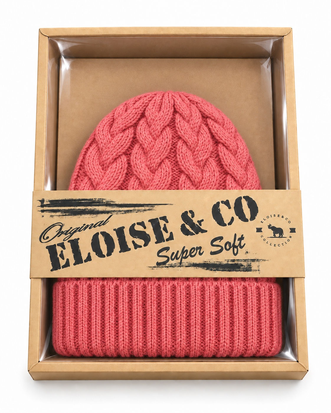 H408 Simple Textured Knit Beanie Pink