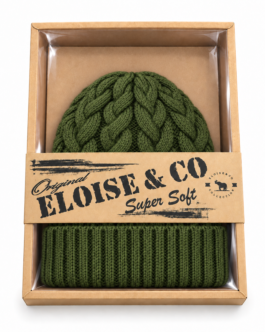 H408 Simple Textured Knit Beanie Army Green
