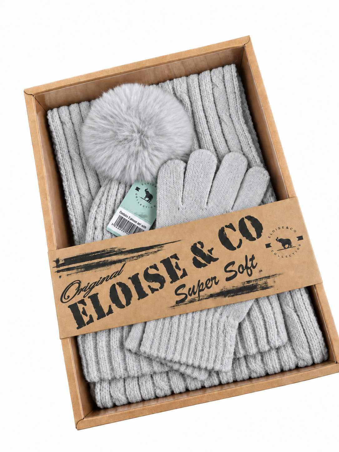 Chenille 3 Pieces Set Grey