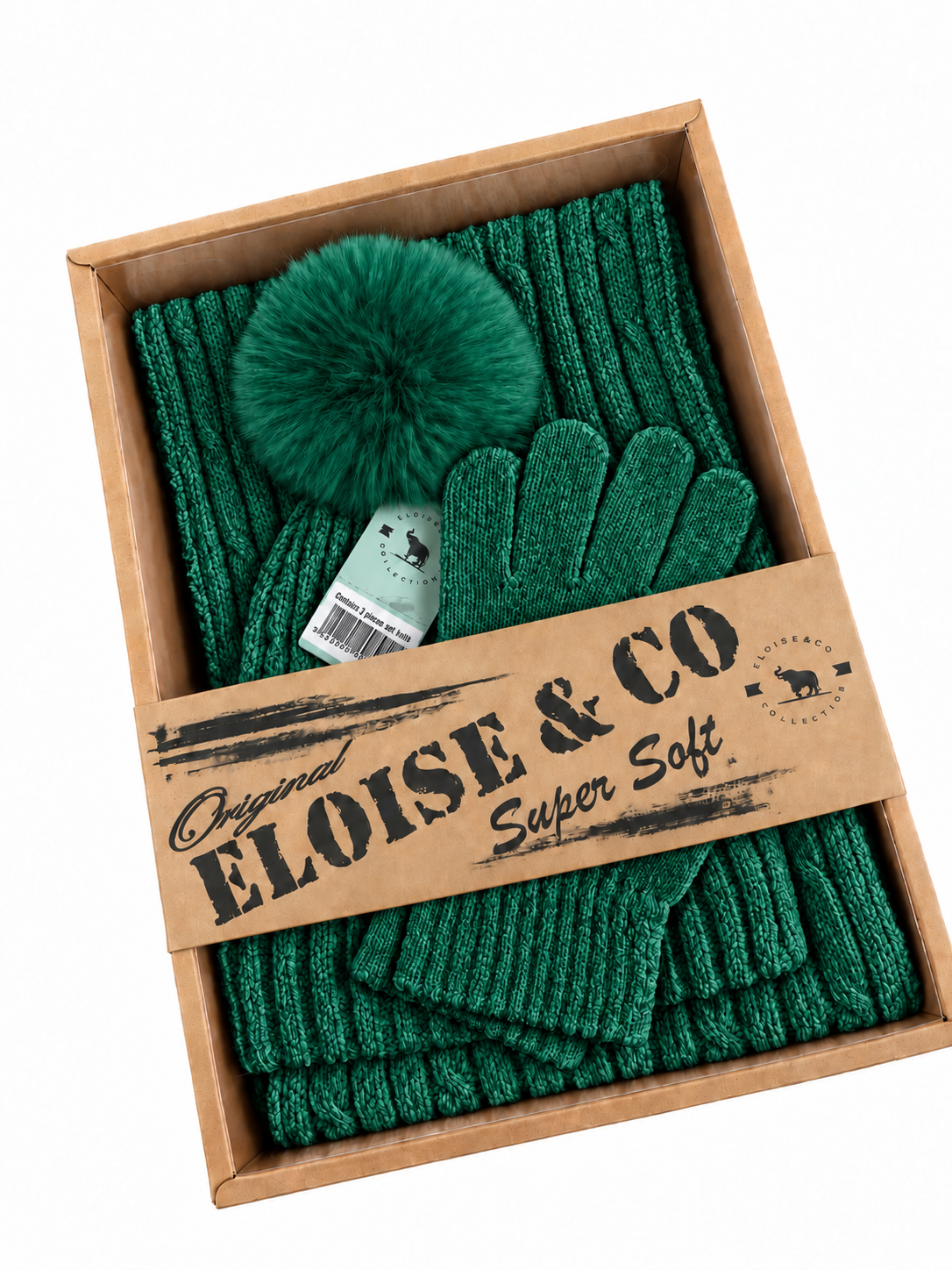 Chenille 3 Pieces Set Green