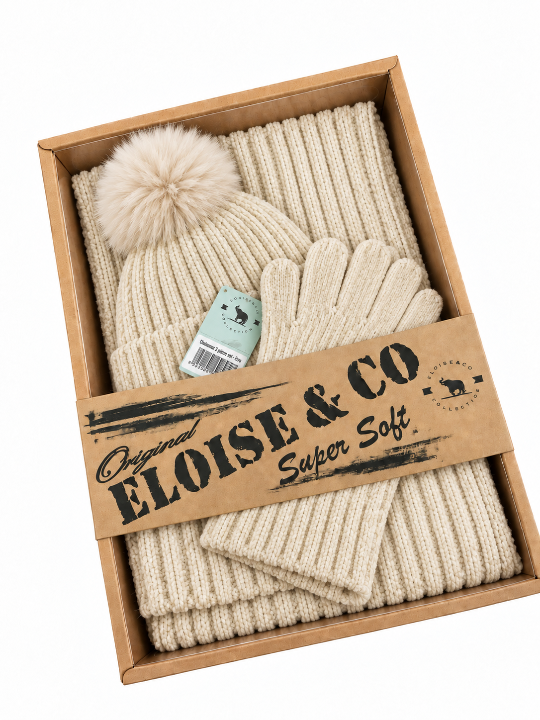 ST201 Chenille Beanie, Scarf & Gloves 3pcs Set Garnet Beige