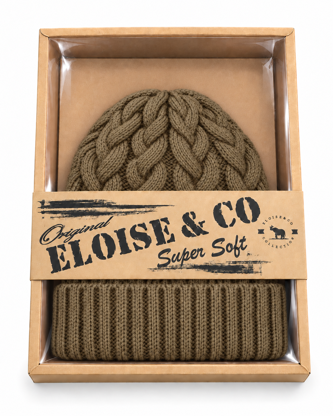 H408 Simple Textured Knit Beanie Taupe