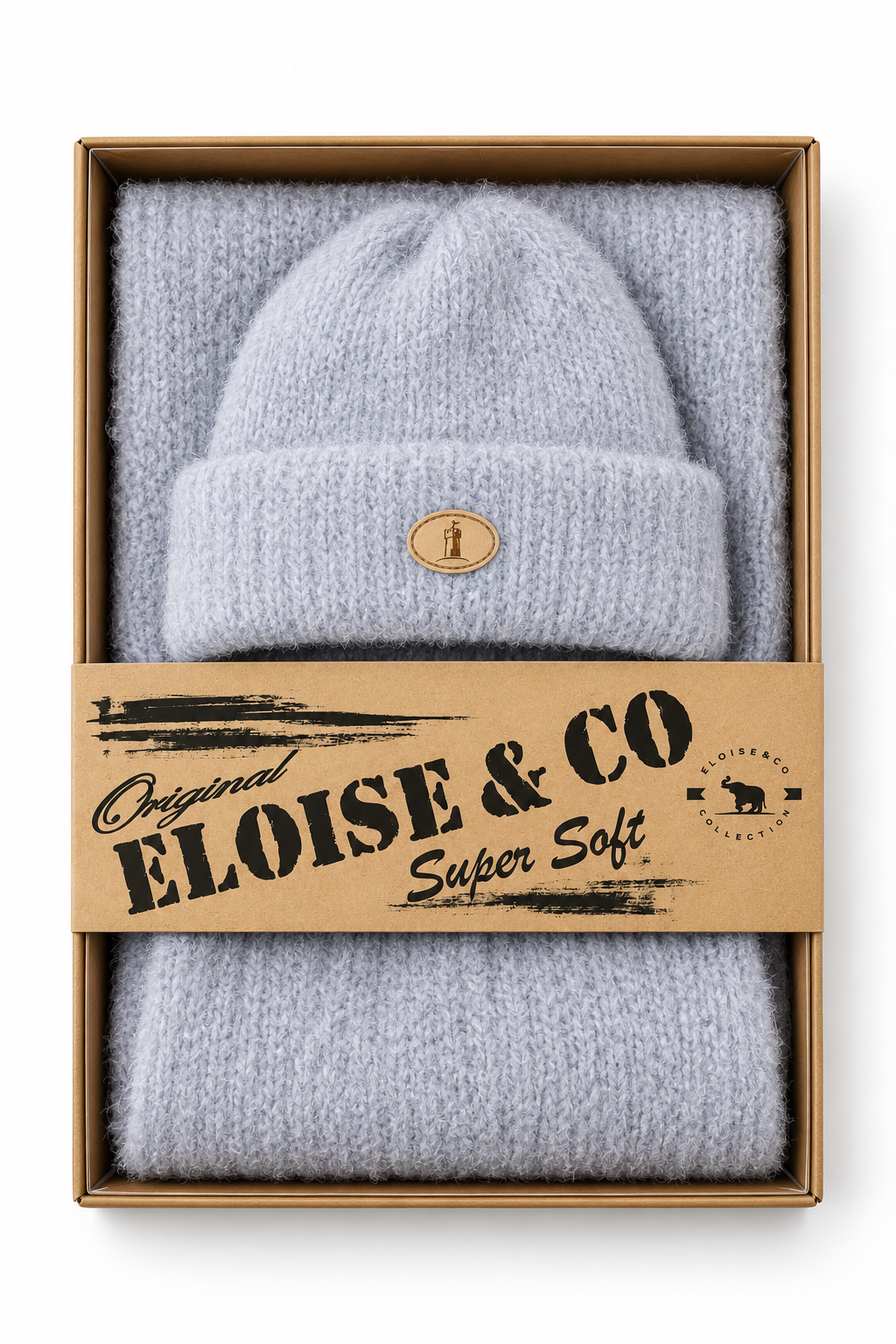 H00923 Soft Snood and Beanie 2 pieces Set Grey