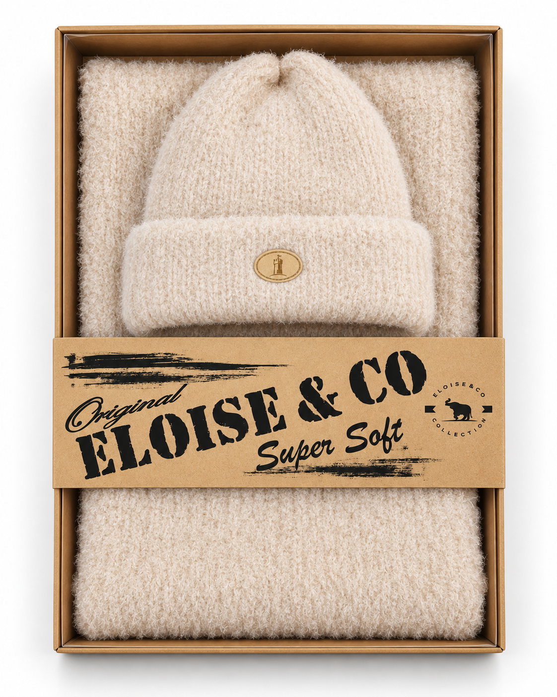 H00923 Soft Snood and Beanie 2 pieces Set Beige