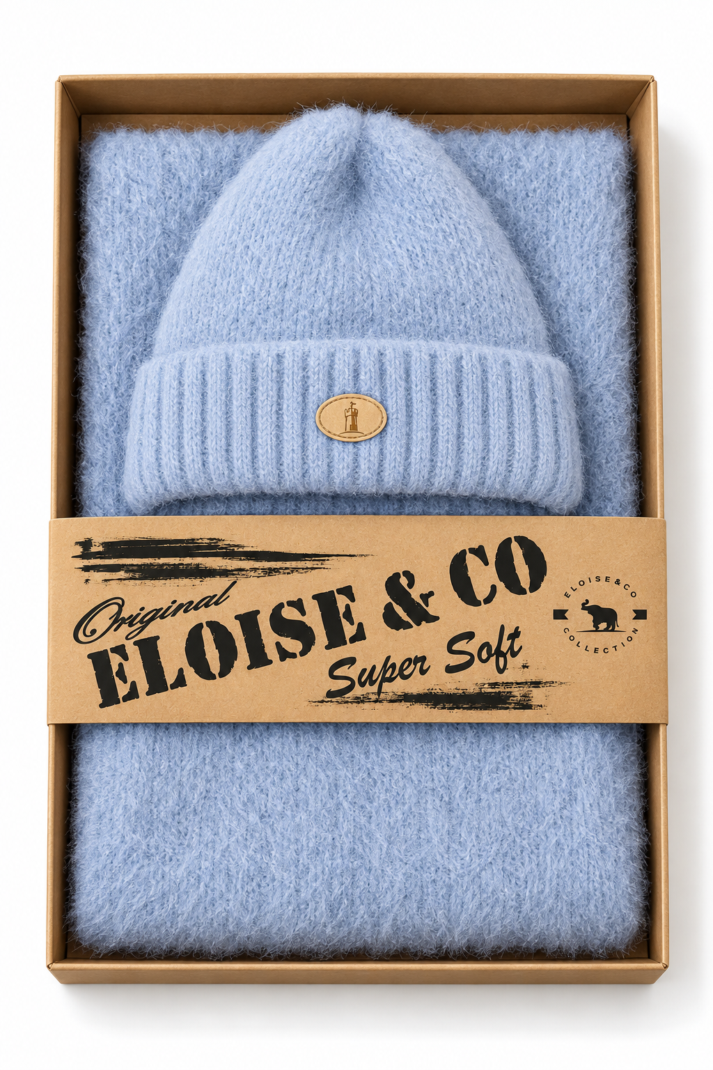 H00923 Soft Snood and Beanie 2 pieces Set Blue