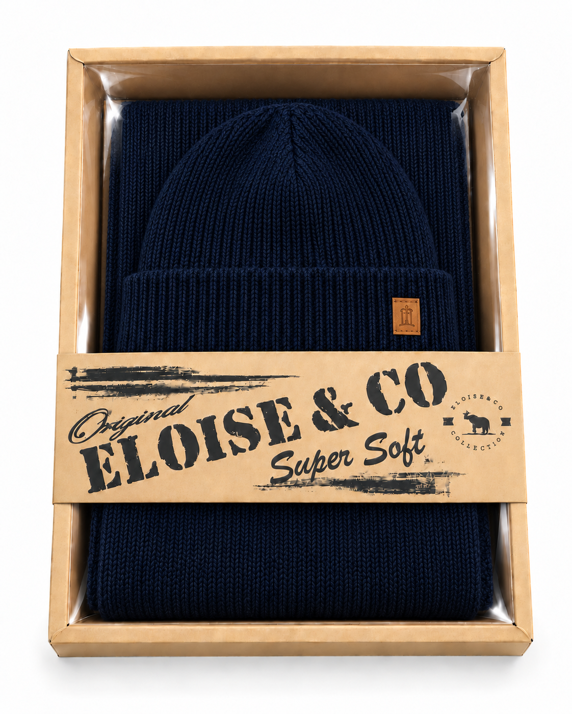 SET011 Plain Scarf & Hat Set Navy