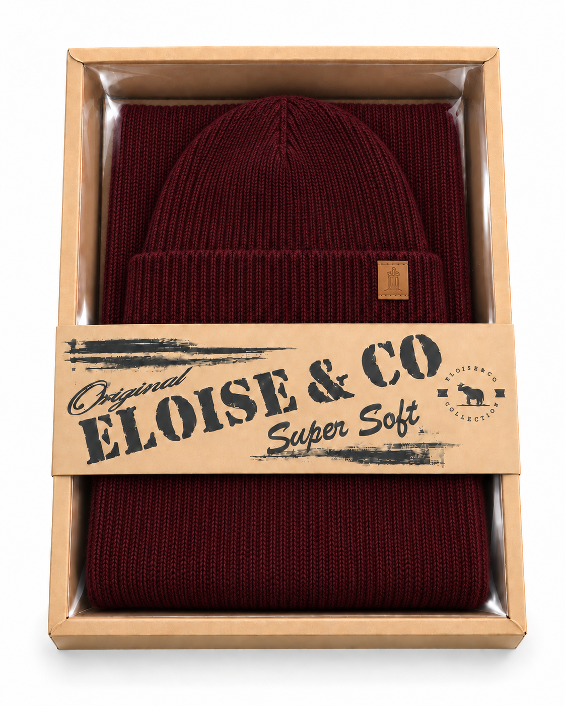 SET011 Plain Scarf & Hat Set Burgundy