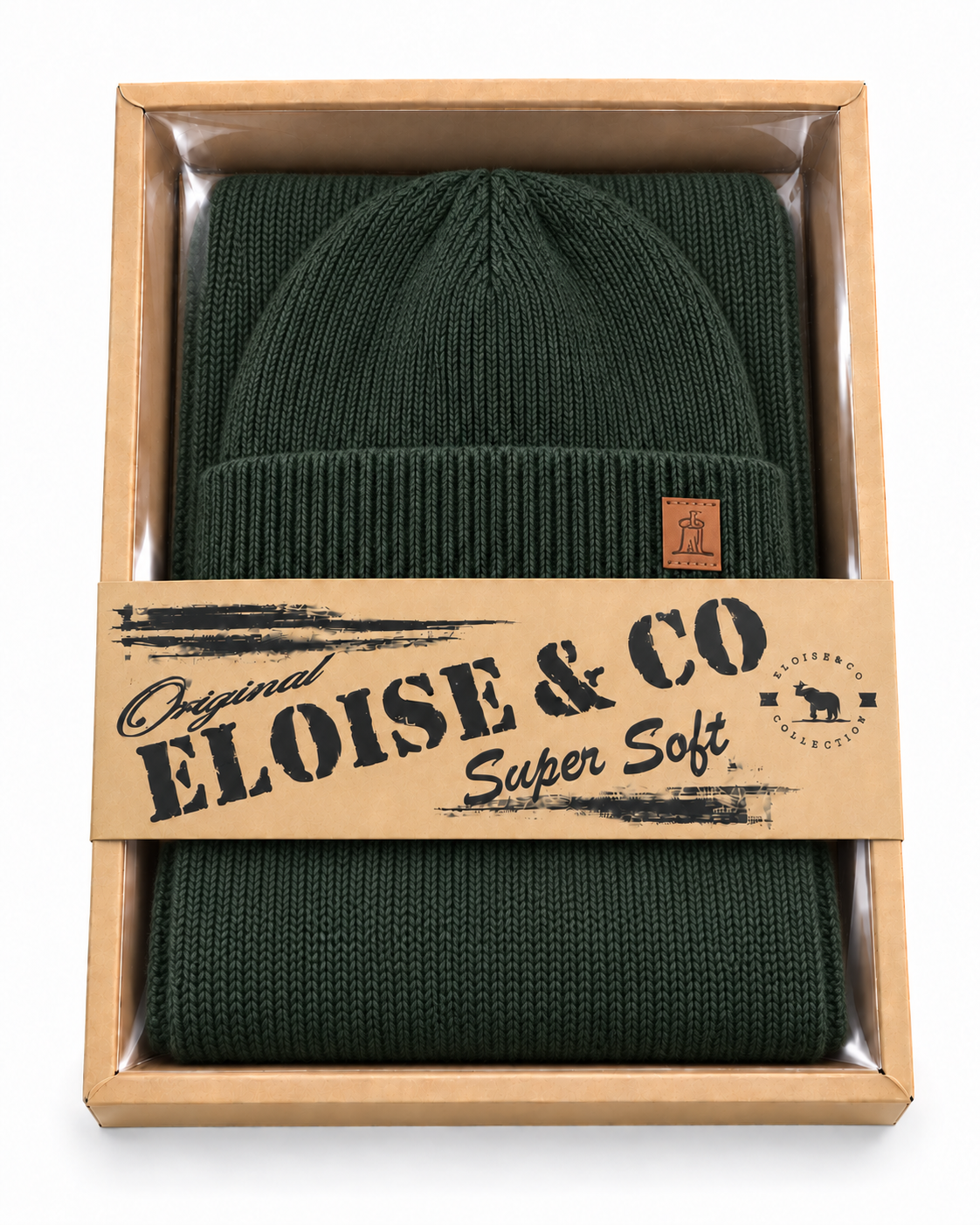 SET011 Plain Scarf & Hat Set Army Green