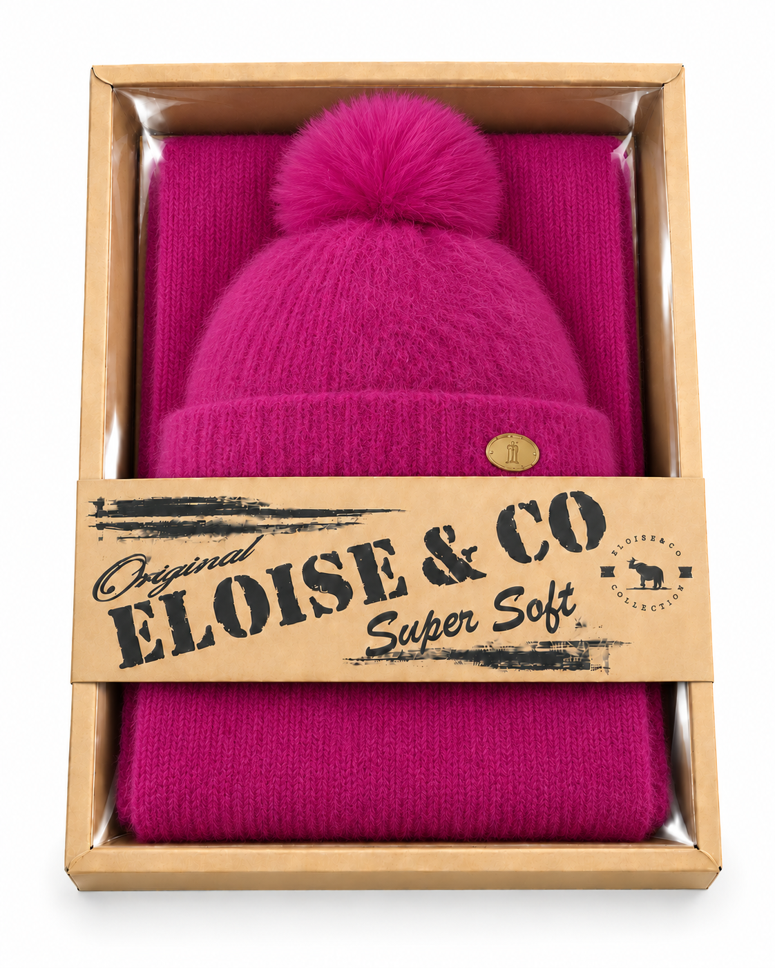 S009 Blend Soft Scarf Set 2 Pieces Set Fuchsia