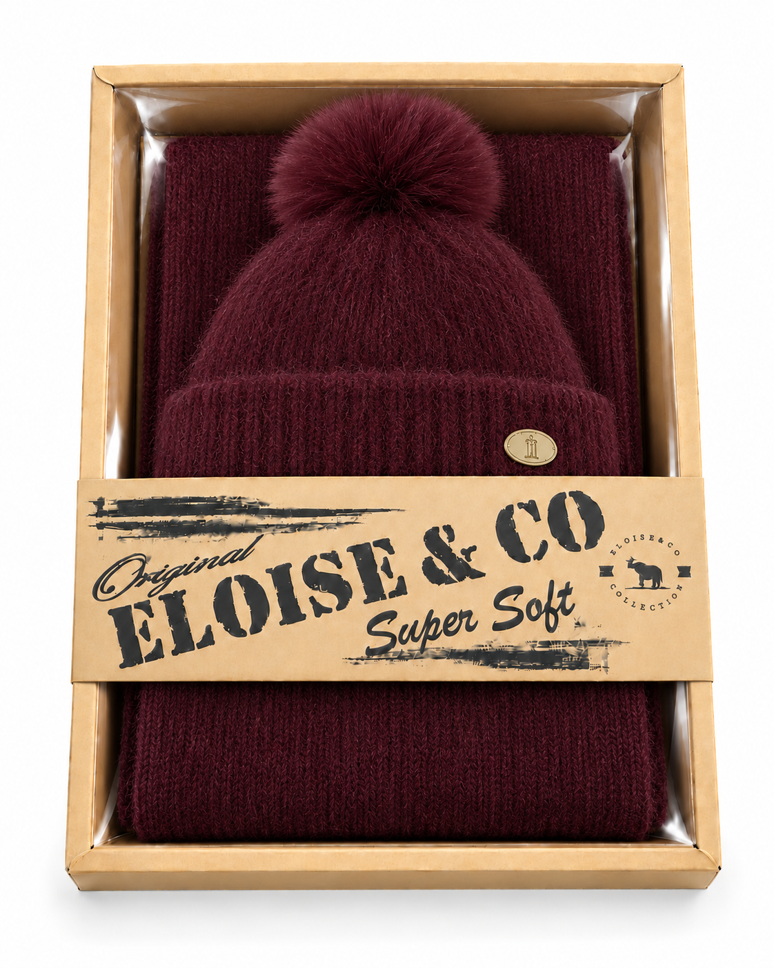 S009 Blend Soft Scarf Set 2 Pieces Set Burgundy