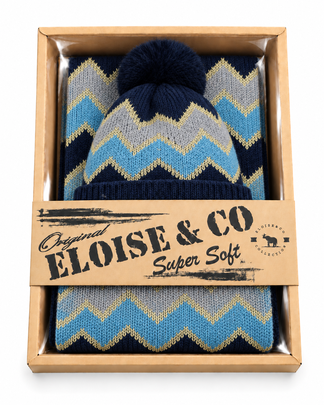 H01023 Beanie & Scarf Set Blue