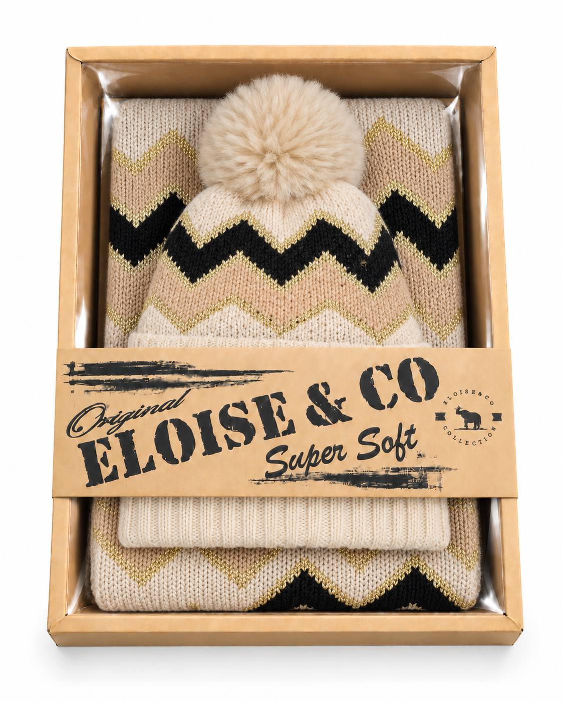 H01023 Beanie & Scarf Set Beige