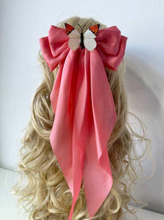 Coral Butterfly Hairbow