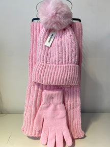 ST201 Chenille Beanie, Scarf & Gloves 3pcs Set Garnet