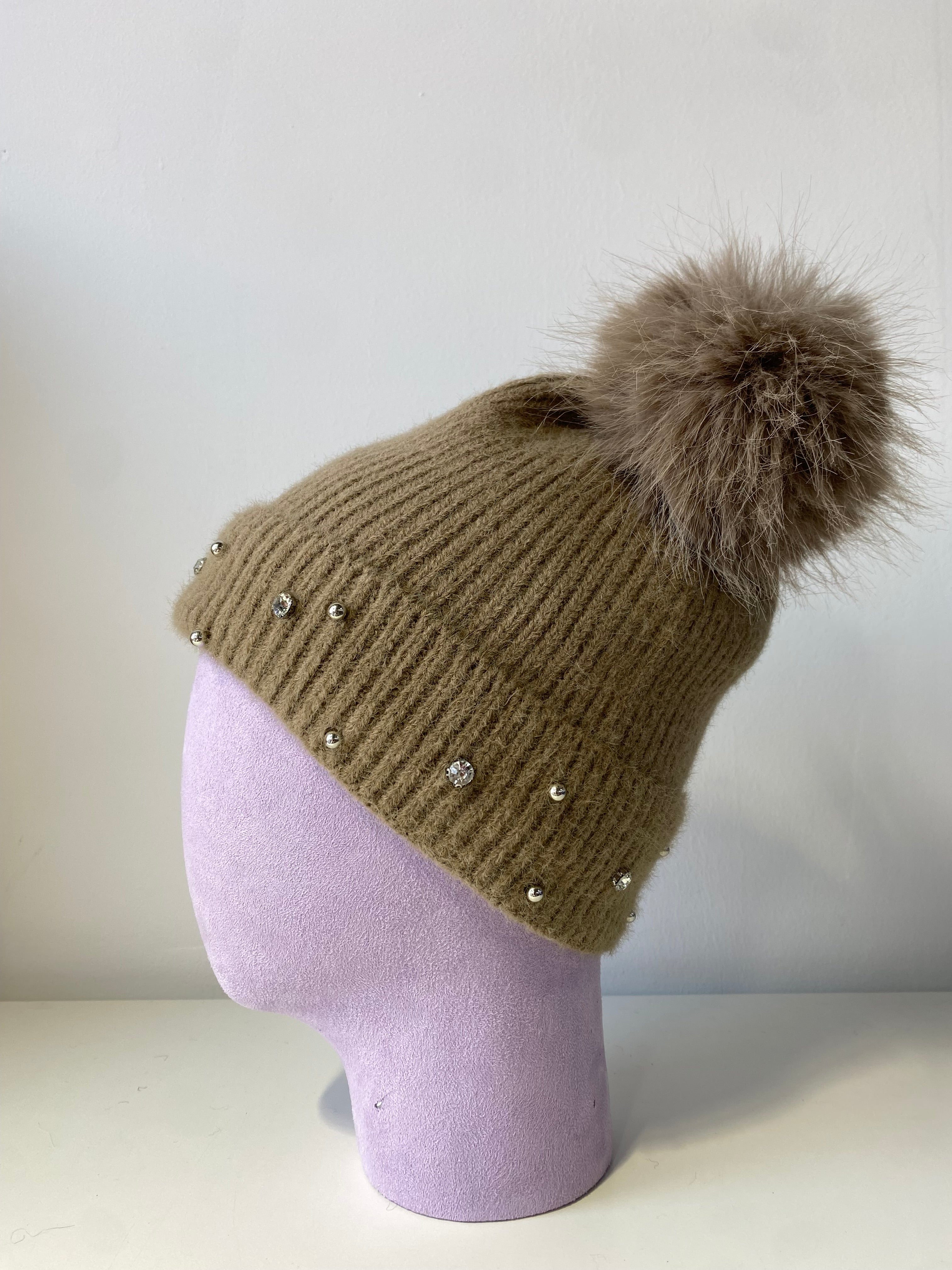 H403 Bejeweled Fleece-Lined Beanie