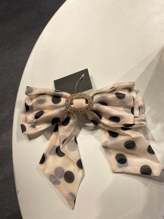 AC005 B Black Polka Dot Hair Bow